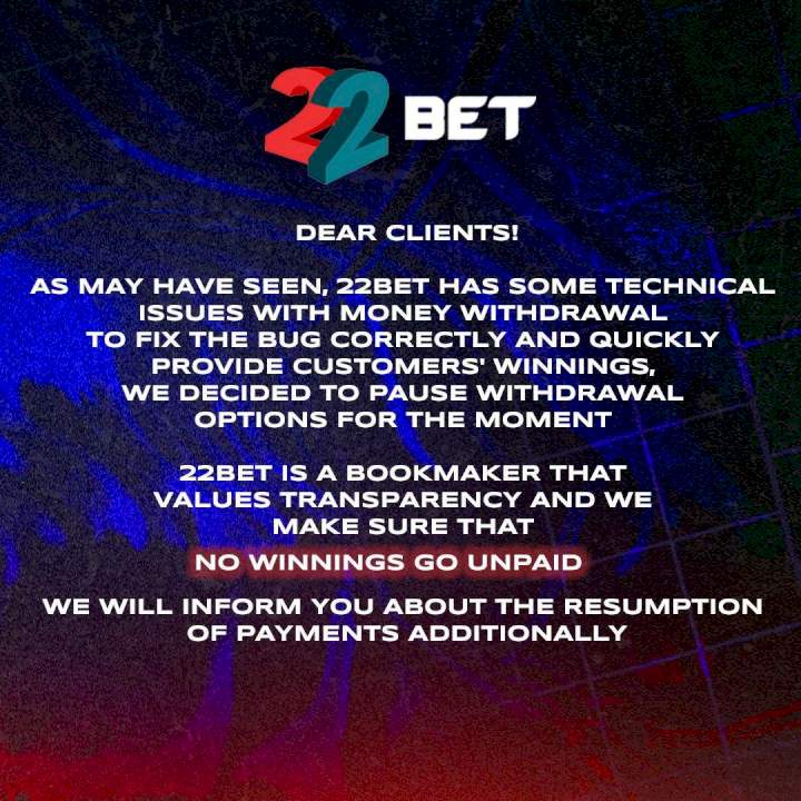 HUGE WINNINGS for Stakers on 22Bet.ng, as Company calls for Calm
