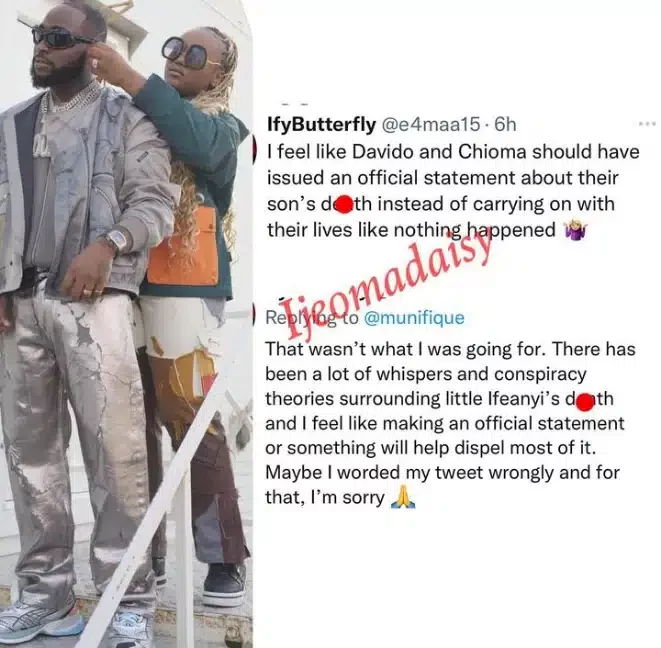 Davido and Chioma should issue an official statement about son's death, they moved on like nothing happened - Lady writes
