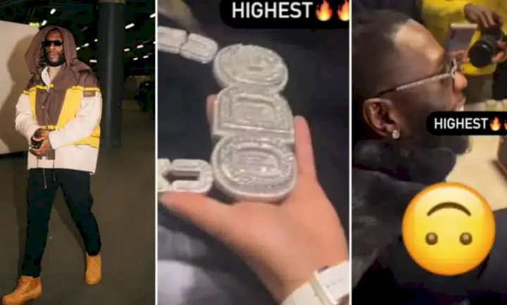 Burna Boy all smiles as he splashes millions of dollars on customized jewelry (Video)