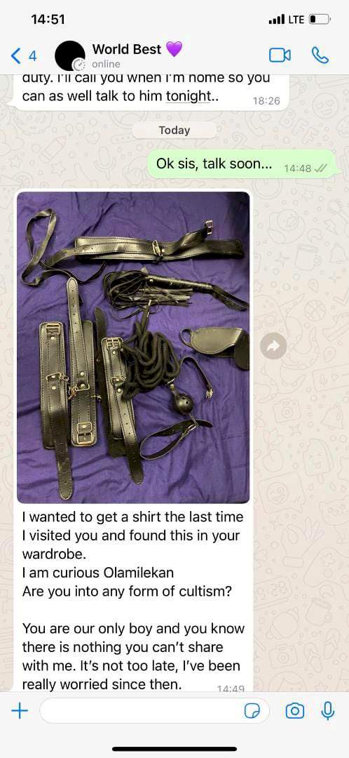 Sister troubled after mistaking brother's collection of bondage kits for something else