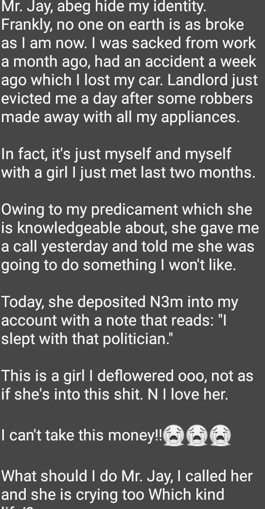 'Should I collect?' - Man in hardship seeks advice after girlfriend went the extra mile to get him N3m