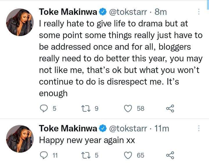 Toke Makinwa rants on how people are more concerned with who she sleeps with than her accomplishments