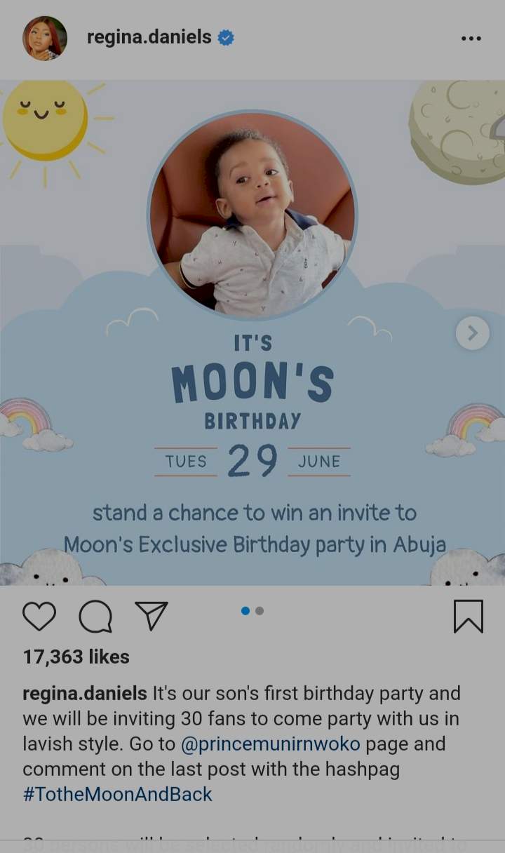 Regina Daniels to invite 30 fans to son's 'lavish' first birthday