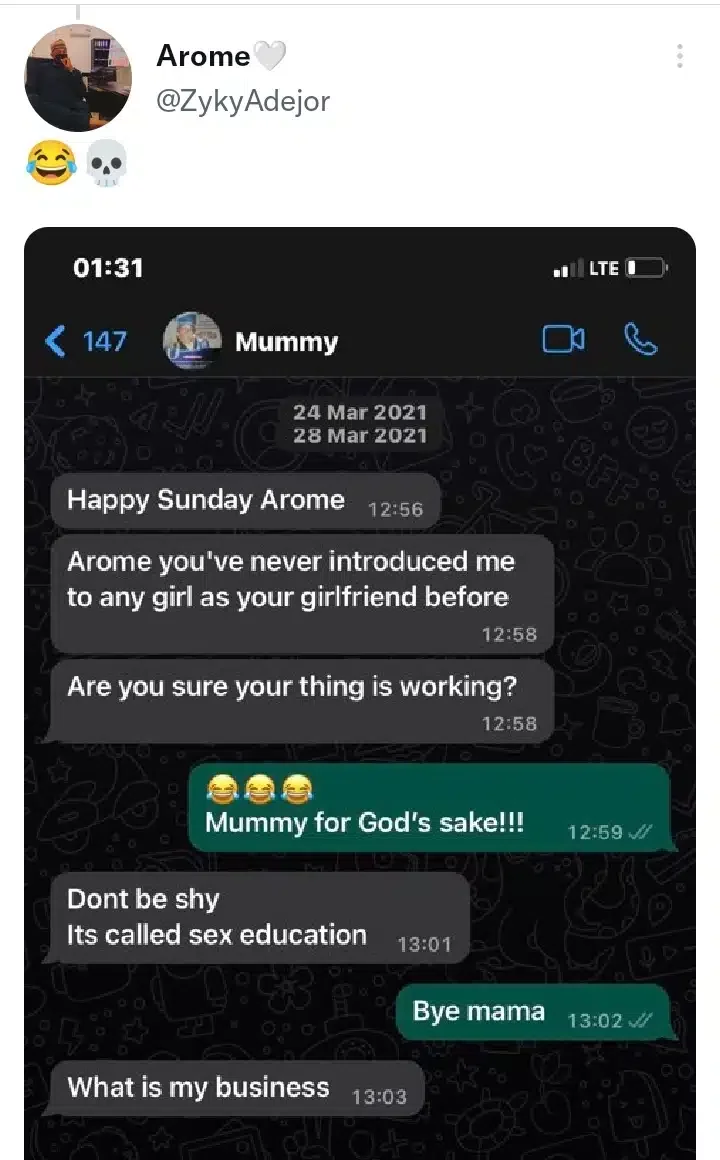 'Are you sure your thing is working?' - Nigerian mum questions son who never brought a girl home