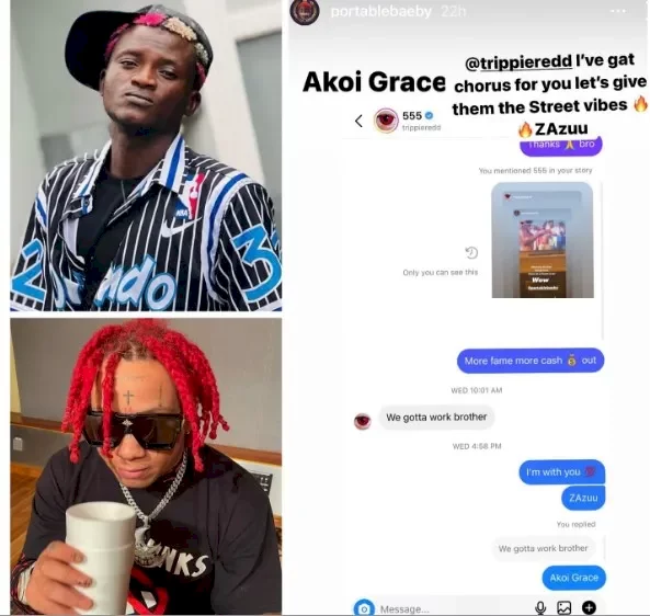 'Akoi Grace!' - Portable excited as American rapper Trippie Redd contacts him for collaboration