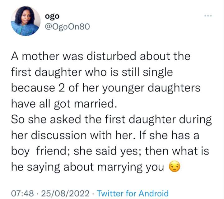 Lady reveals what a desperate mother did to help her daughter secure a husband