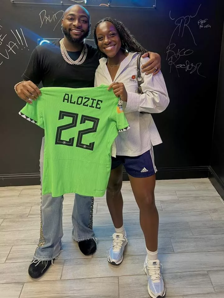 'No give am belle o' - Nigerians warn Super Falcons' Michelle Alozie to be 'careful' with Davido