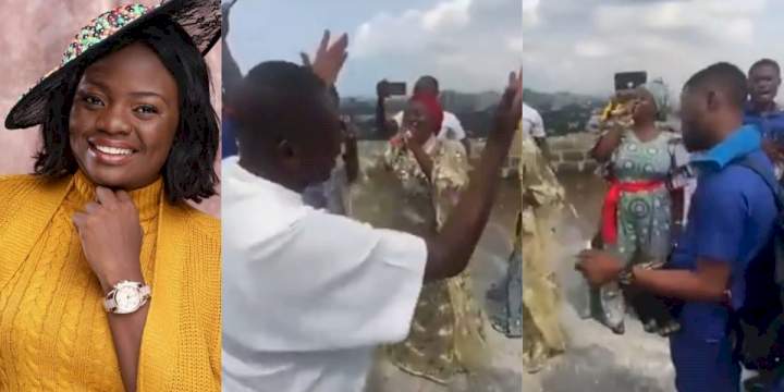 Ikoyi-Building Collapse: Moment Yinka Alaseyori seen holding prayer on rooftop surfaces (Video)