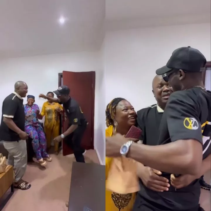 Emotional moment man flew from Canada to surprise his dad in Nigeria after 15 years apart (video)