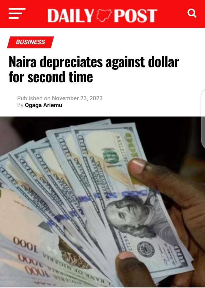 Today's Newspaper: Naira Depreciates Against Dollar for Second Time; Ebi Defends Eagles' Performance