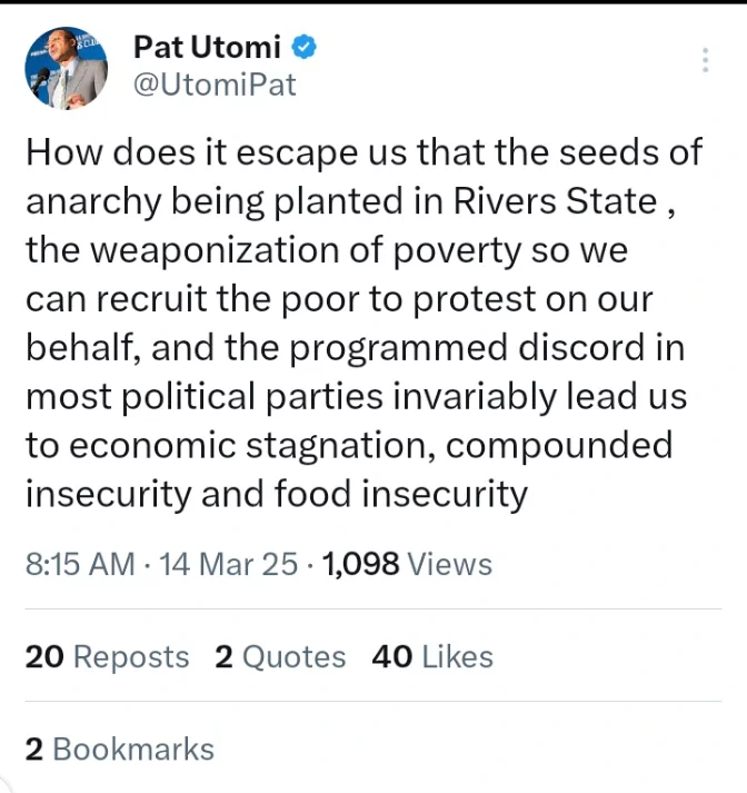 Rivers: Pat Utomi Replies Nyesom Wike for Saying That Heaven Will Not Fall If Fubara Is Impeached