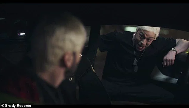 In the music video, Davidson reassures Eminem that he's 'a great driver' as he takes over the wheel from Dr. Dre