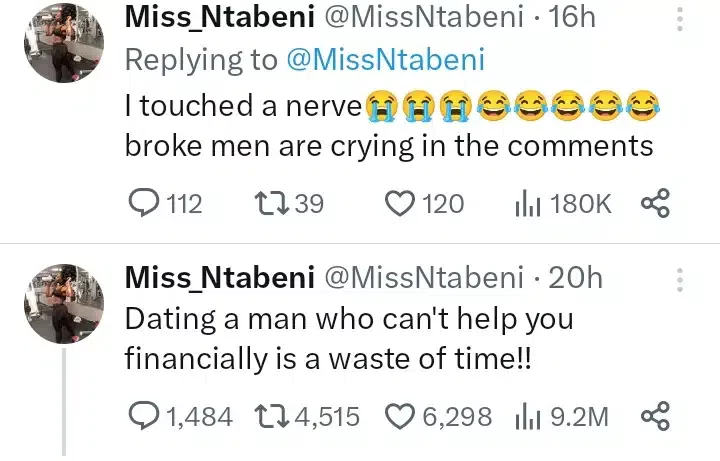 'Why dating a man who can't help you financially is a waste of time' - South African lady