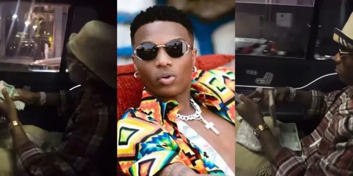 'See as money dey fly' - Wizkid shows love to fans, throws bundles of money through car window