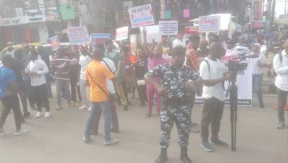 Democracy Day: Mega Protest Breaks Out in Lagos (PHOTOS)