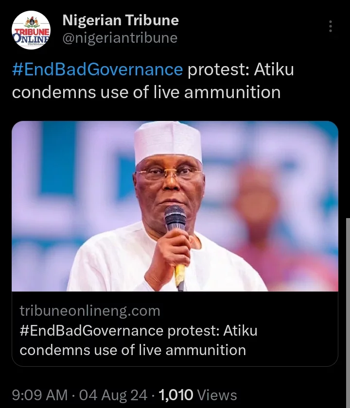 Today News: Protest to Resume Oct 1 If Demand Are Unmet-Lawyer, Atiku Condemn Use of Live Ammunition