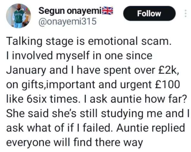 Talking Stage Is Emotional Scam - Nigerian Man Laments After Spending Over £2k On A Lady Only For Her To Say She Is Still 'Studying Him'