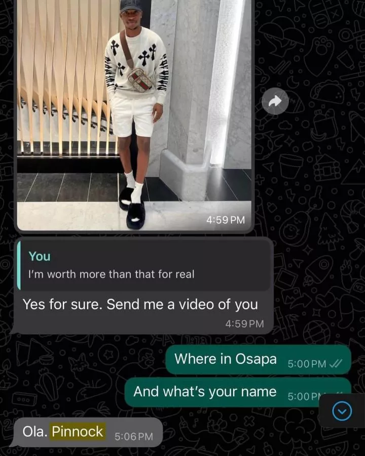 Alesh Sanni slams fan who accused him of soliciting 'private photos', leaks chat