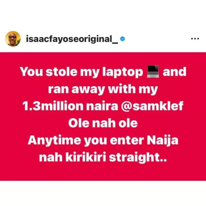 'Samklef stole my laptop, N1.3m' - Ex-Gov Fayose's brother alleges