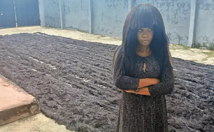 Nigerian lady breaks Guinness World Record for longest handmade wig
