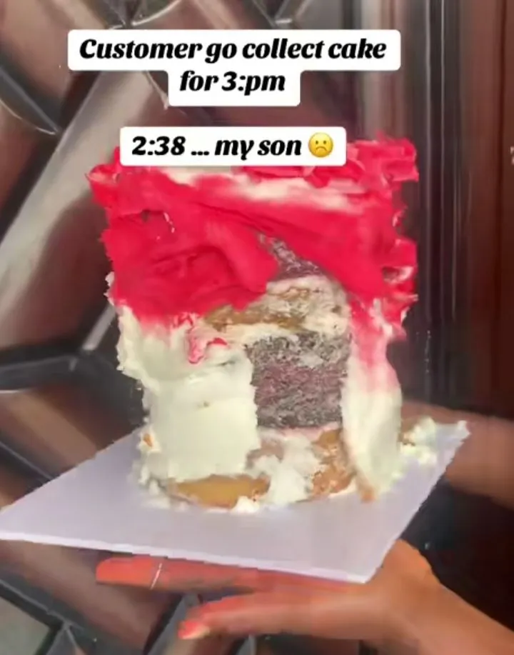 Baker pained as son ruins cake less than 30 mins to delivery time