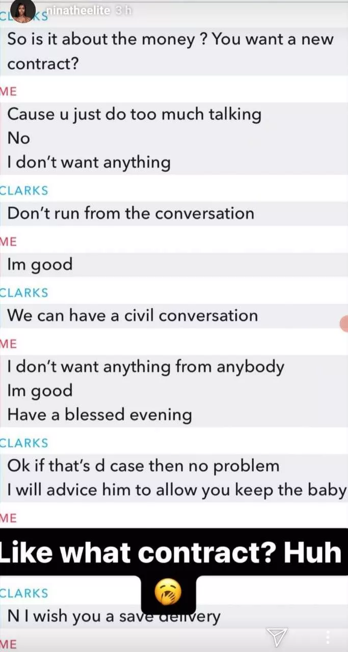 ''Once you deliver the baby, we will do the needful and take full responsibility if it is an Adeleke'' - Anita Brown shares screenshot of chats she allegedly had with a certain 'Clark Adeleke'