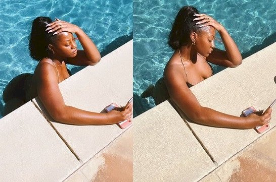 Tems Heats Up Social Media with New Sexy Photos of Herself in a Pool