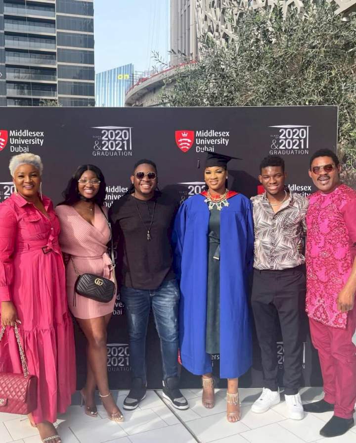 Actress Omotola Jalade-Ekeinde celebrates as her first daughter, Princess, bags MSc from a Dubai University (photos)