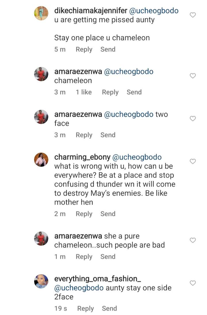 Uche Ogbodo gets dragged for showing support to May Yul-Edochie and Yul Edochie's new wife Judy Austin Muoghalu