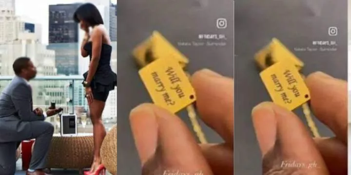 Man proposes to girlfriend with  beautiful gold necklace(video)