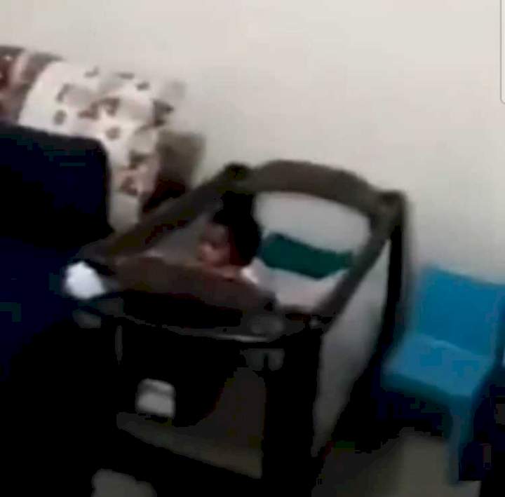 Husband catches wife fornicating with another man while child watches (Video)