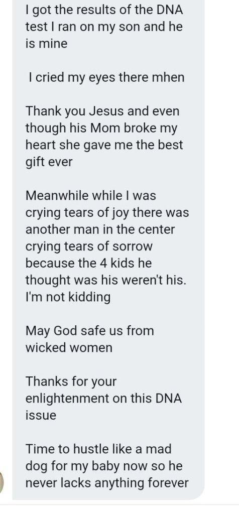 Man in deep sorrow as DNA reveals he’s not the father of his 4 kids