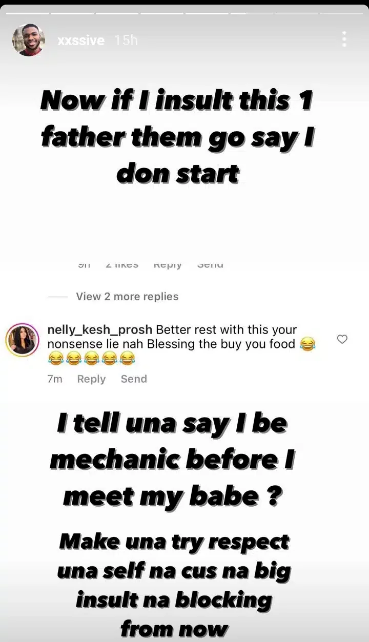 'I tell una say I be mechanic before I meet my babe?' - Nkechi Blessing's lover blows hot over claims his girlfriend is feeding him