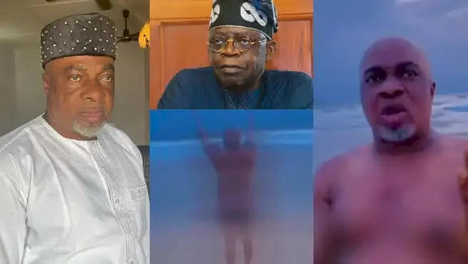 Commotion as Olaiya Igwe goes unclad to fire serious prayers for his candidate, Bola Tinubu (Video)