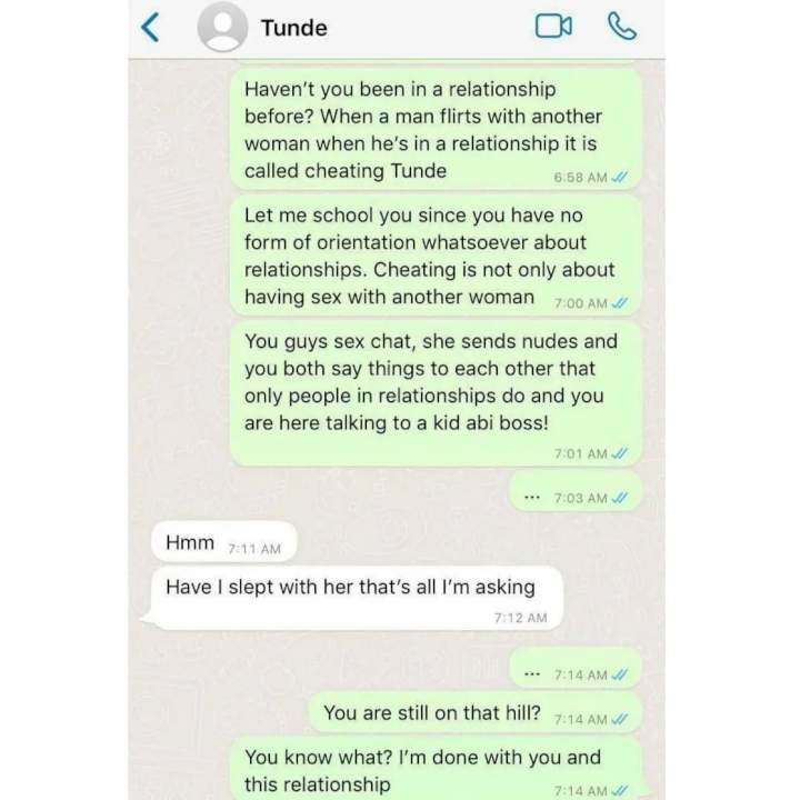 'Flirting is not cheating; it's proof that I respect you' - Nigerian man tells girlfriend after she confronted him with evidence of his flirting with her female friend (Screenshots)