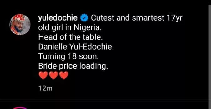 'This is perverse and highly inappropriate' - Actor Yul Edochie's message to daughter ahead of 18th birthday stirs reactions