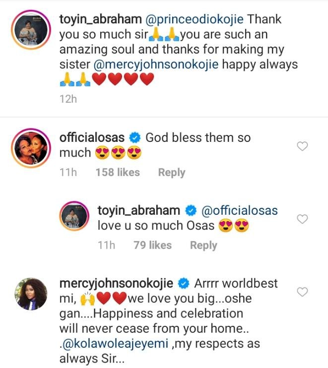 Mercy Johnson reacts as actress Toyin Abraham openly speaks on her husband, Prince Odi Okojie and their marriage