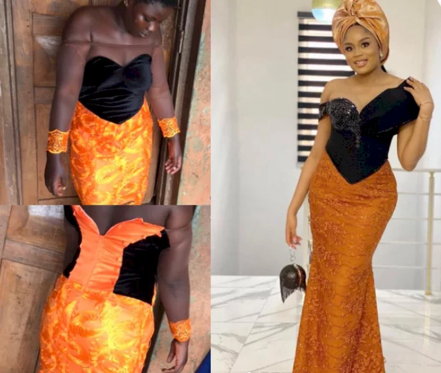Lady shares photo of what she ordered and what she got from her tailor