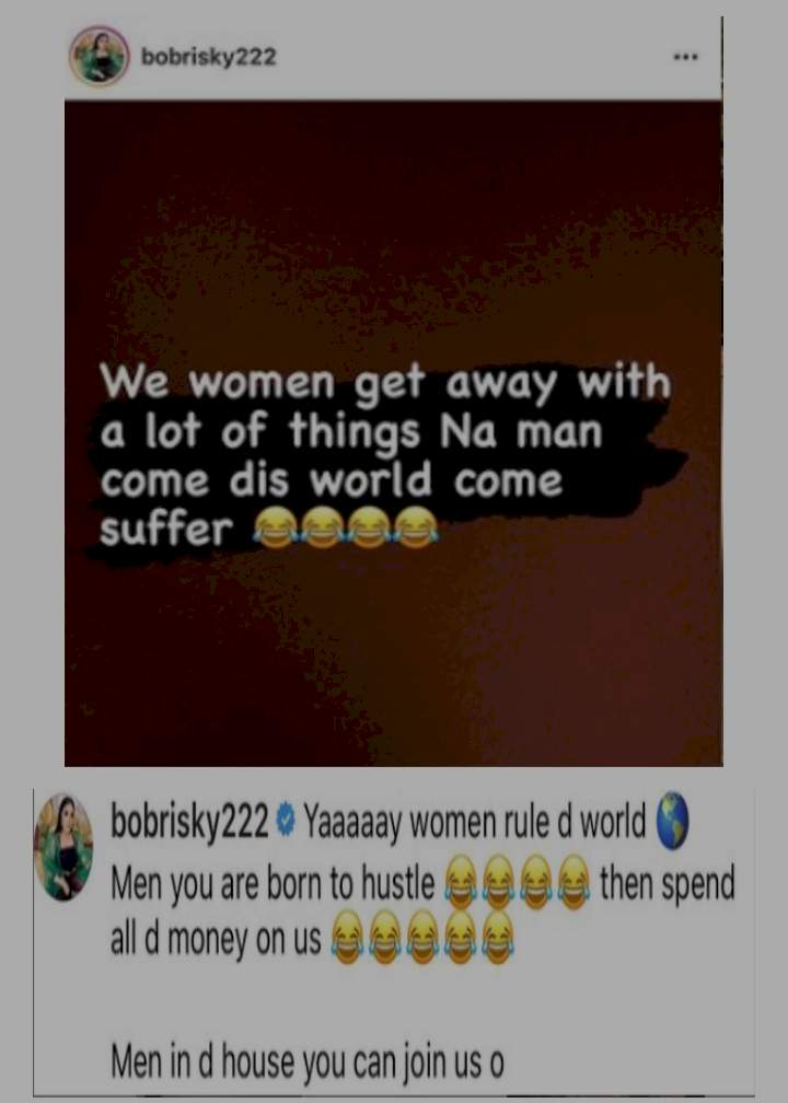 'Men are born to hustle and spend the money on we women' - Bobrisky sparks debate