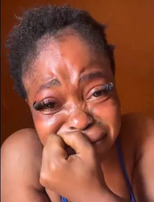 Lady cries a river following a heartbreak, video stirs emotions