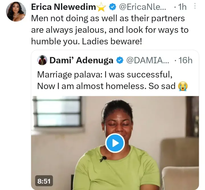 'Why you should beware of men who are not as successful as you' - Erica Nlewedim says, Kim Oprah reacts