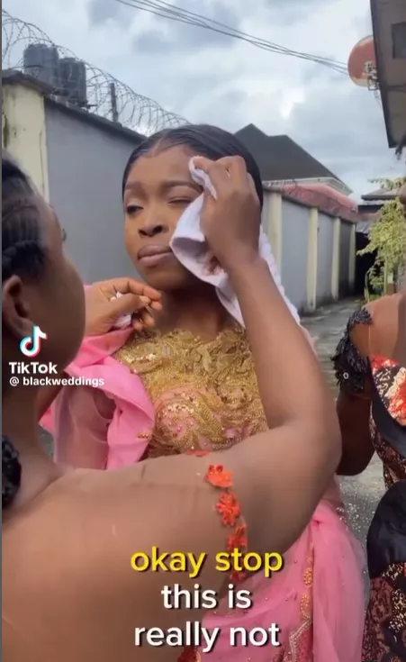 Bride forced to clean her makeup on her wedding day by her mother who attends Deeper Life church (video)