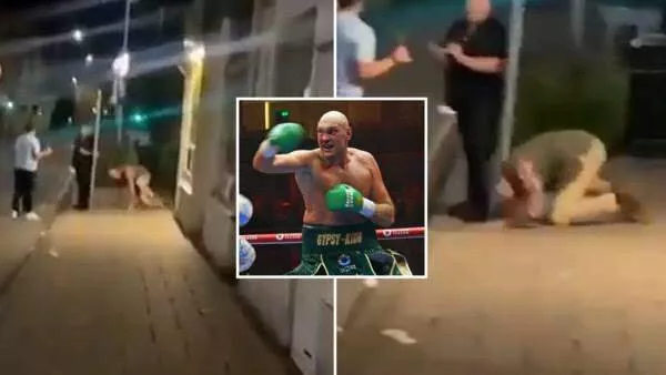 Heavily drunk Tyson Fury escorted by bouncers from pub before collapsing on the floor just weeks after losing to Usyk (photos/video)