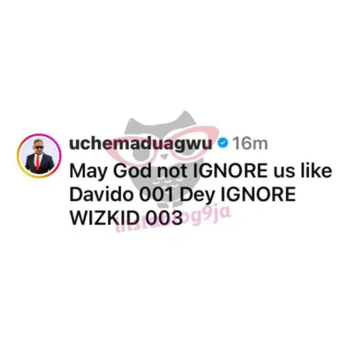 Uche Maduagwu says a controversial prayer amid Wizkid and Davido beef