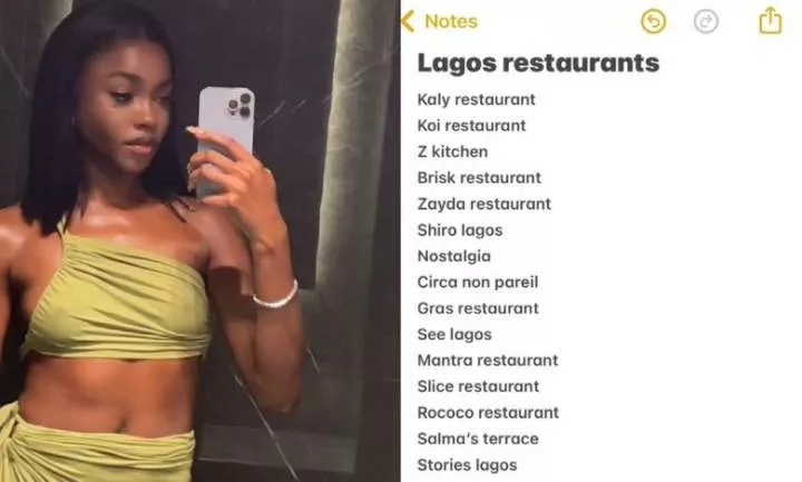 'Friday and Sunday, 5-7 pm' - Nigerian lady lists 32 Lagos restaurants where single ladies can find rich husband