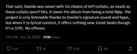 'Strategic collabo but lyrics offers nothing' - Daniel Regha analysis Davido's 5ive album