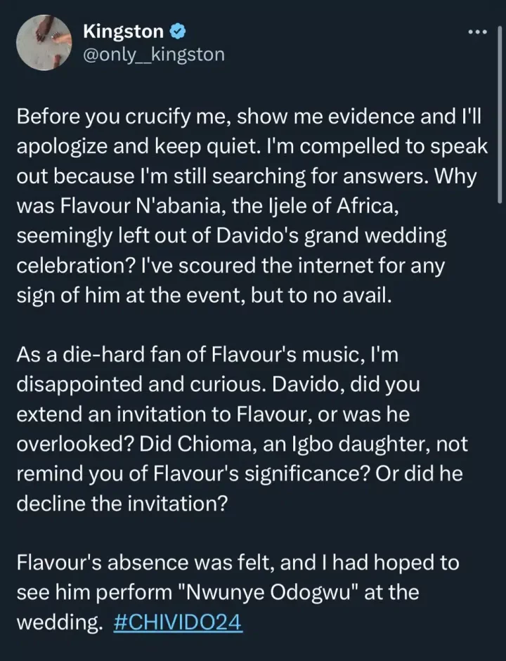 Davido blasted for not inviting Flavour to wedding despite his cultural significance