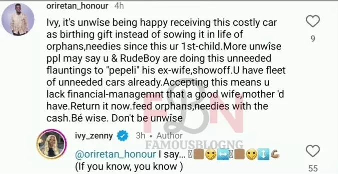 Man urges Ivy Ifeoma to return car gift and use cash to feed orphans, she reacts