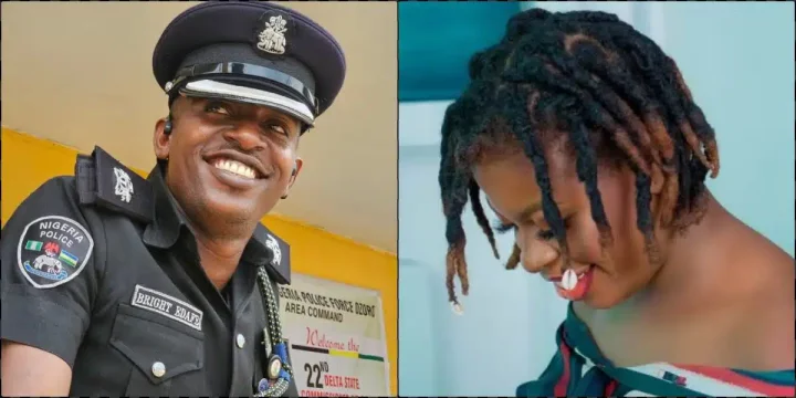 Police officer, SP. Bright Edafe responds as lady prays for him on his birthday