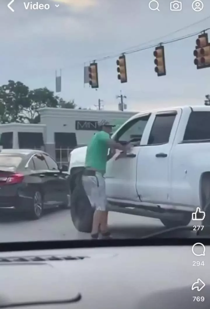 Moment man with gun is sh0t de@d by driver he confronted during road rage incident (video)